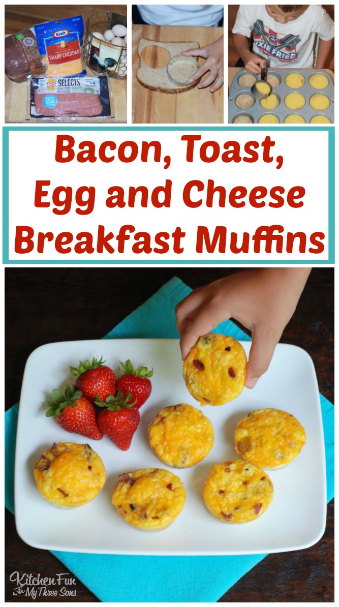 简单的培根，吐司，鸡蛋和奶酪松饼。...最好的回到学校早餐想法！