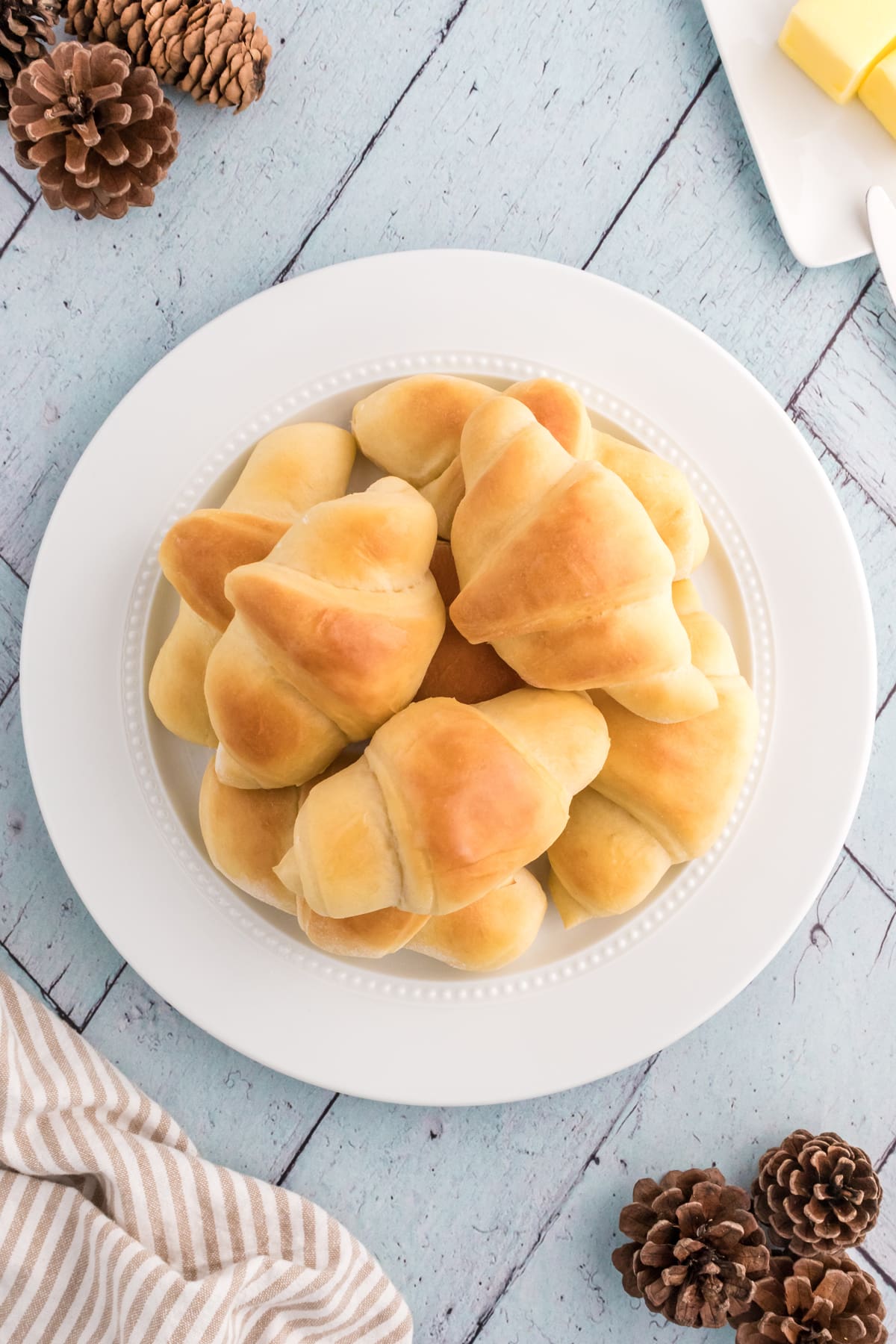 A plate of homemade crescent rolls